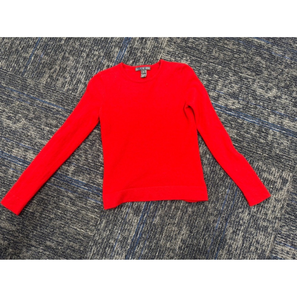 Saks Fifth Avenue Red 100% Cashmere Crewneck Sweater Womens Small Long Sleeve